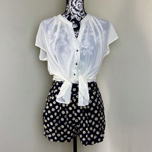 Timing Black Floral Boho Shorts Pockets